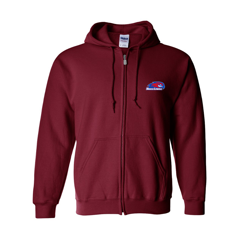 Men's  UMass Lowell River Hawks Gildan  Heavy Blend Full Zip Hooded Sweatshirt